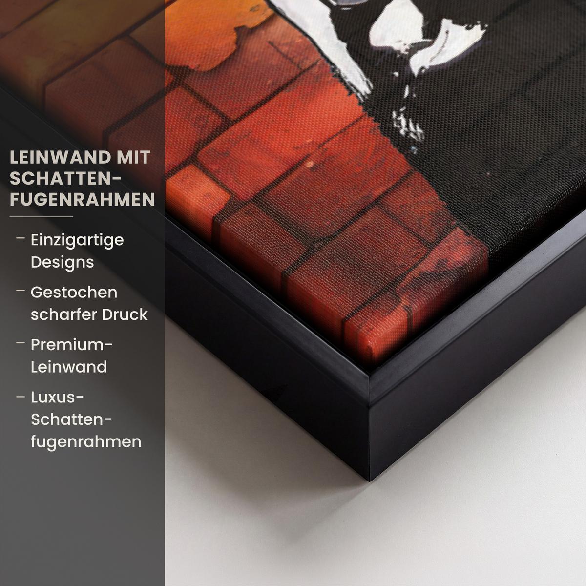 LEINWAND Bilder mit Rahmen - Affe - Graffiti - Musik - 60x40 - Multicolor, Textil (60/40cm) - MuchoWow