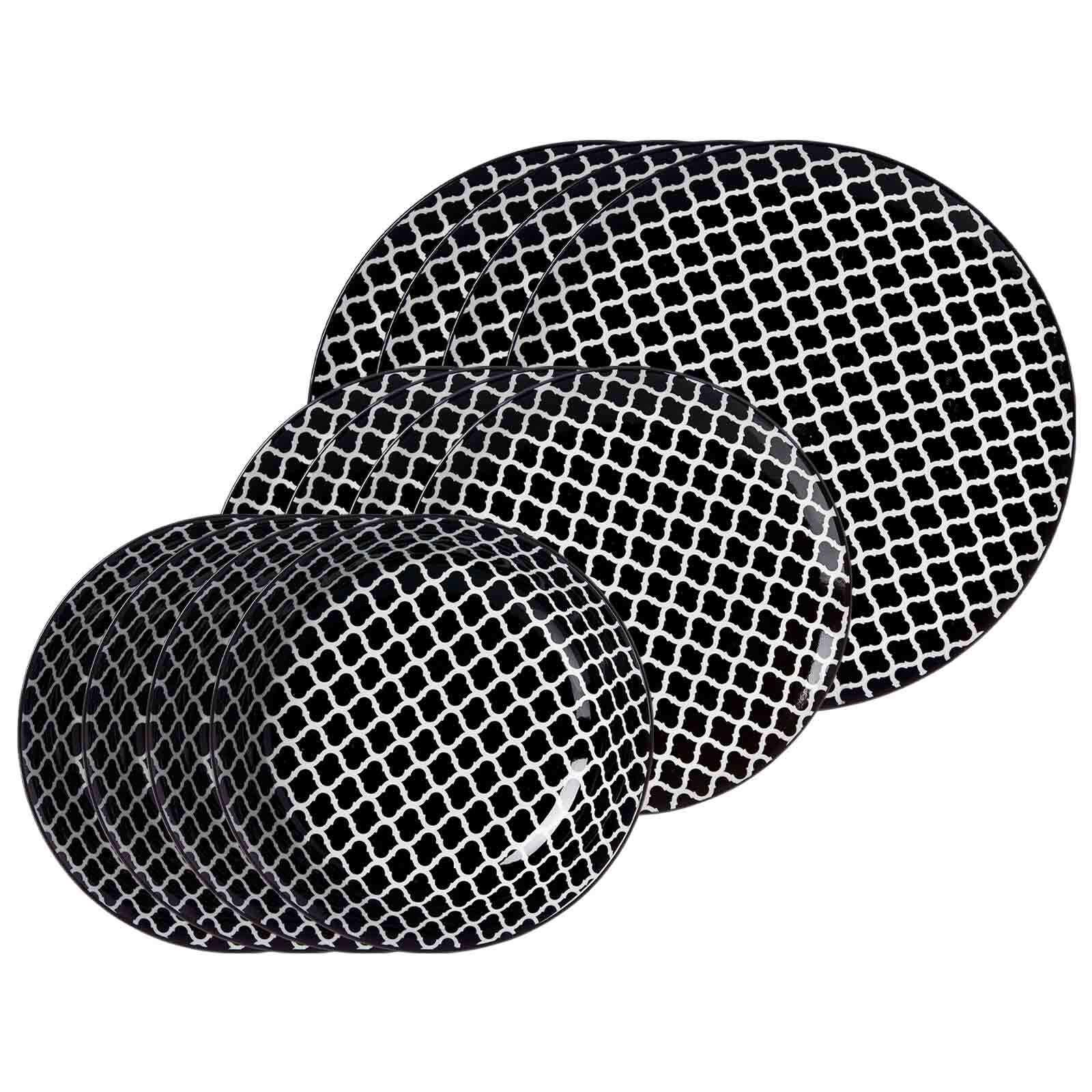 TELLER-SET Takeo Swing schwarz-weiß 12-tlg. - Schwarz/Weiß, Keramik (2/2/2cm) - Ritzenhoff Breker