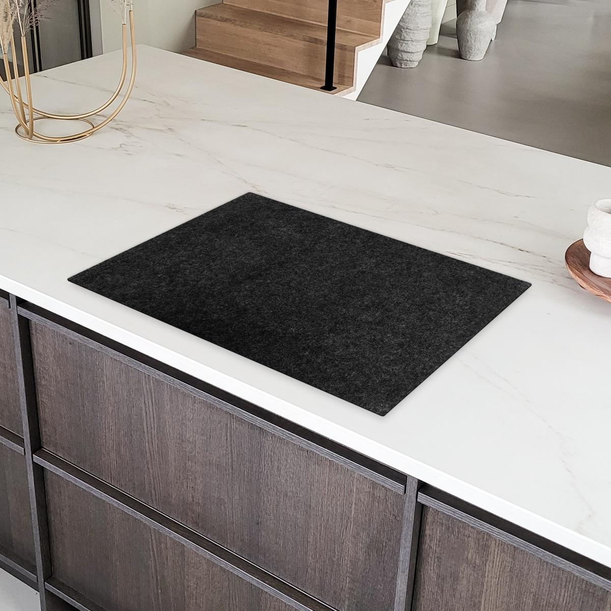 HERDABDECKPLATTE Granit - Schwarz - Granitstruktur - Dunkel Induktionsmatte 77x51 cm - Schwarz, Kunststoff (77/51/0.2cm) - MuchoWow