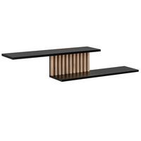 WANDBOARD schwarz, Eiche Jackson 162 cm, Wandregal mit 3D Lamellen - Eichefarben/Schwarz, Holzwerkstoff (160/30/25cm) - Furn.Design