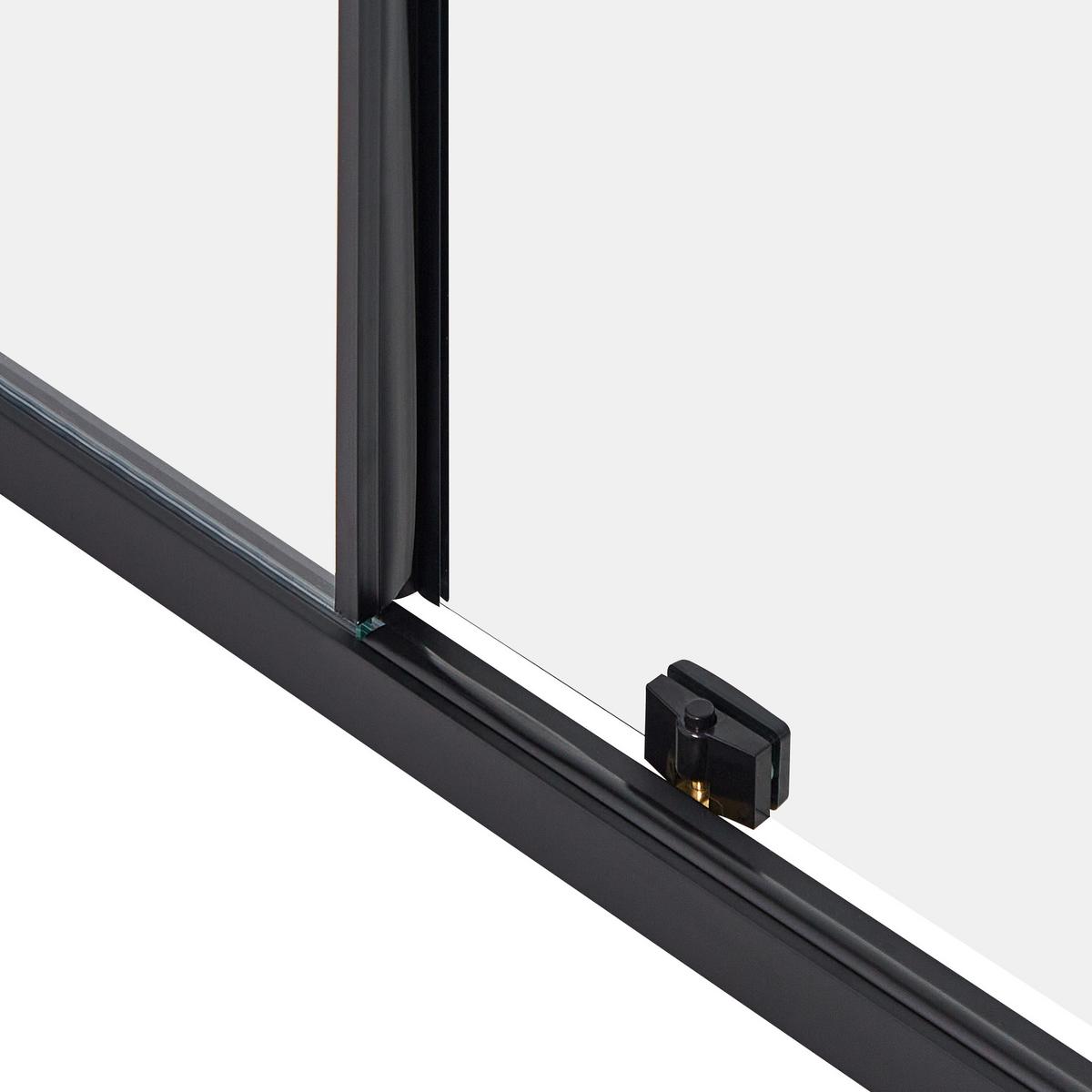 DUSCHKABINE 80/100/185 cm Schwarz Yoro - Transparent/Schwarz, Glas (80/100/185cm) - Beliani