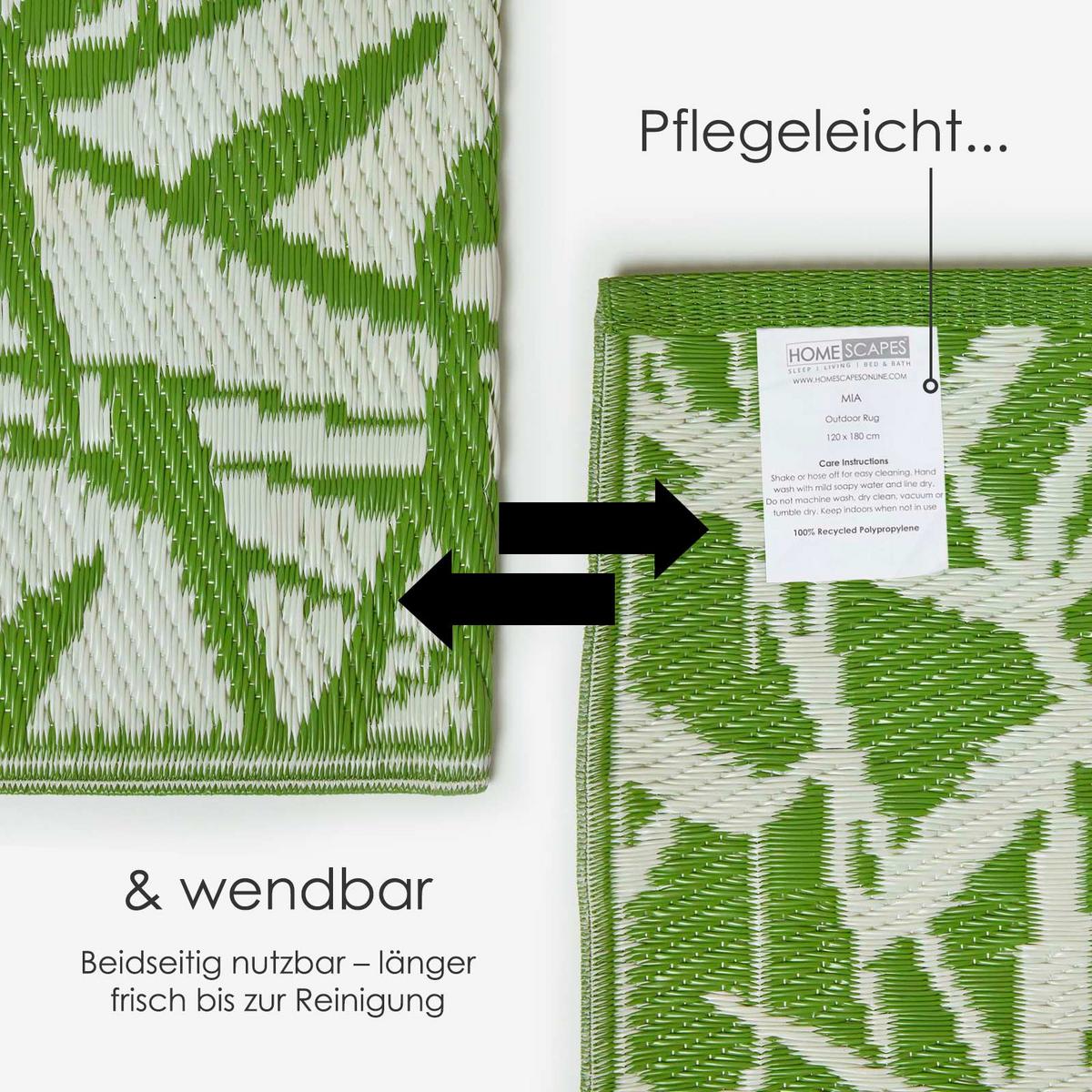 OUTDOORTEPPICH Zena, floral gemustert 150/240 cm - Grün, Kunststoff (150/240cm) - Homescapes