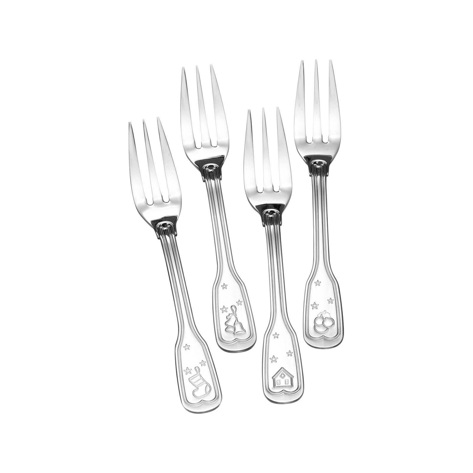 KUCHENGABEL-SET Holly silber 14,2 cm 4-tlg. - Silberfarben, Metall - Ritzenhoff Breker