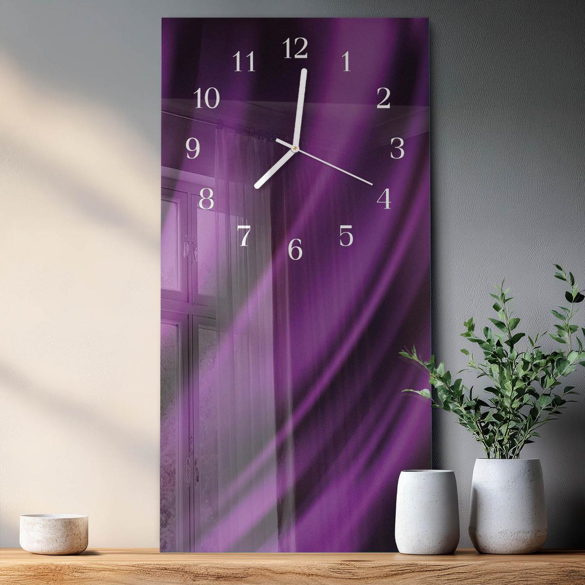 WANDUHR aus Glas 30x60 cm - Abstraktion - Lila, Glas (30/60/0.4cm) - TULUP