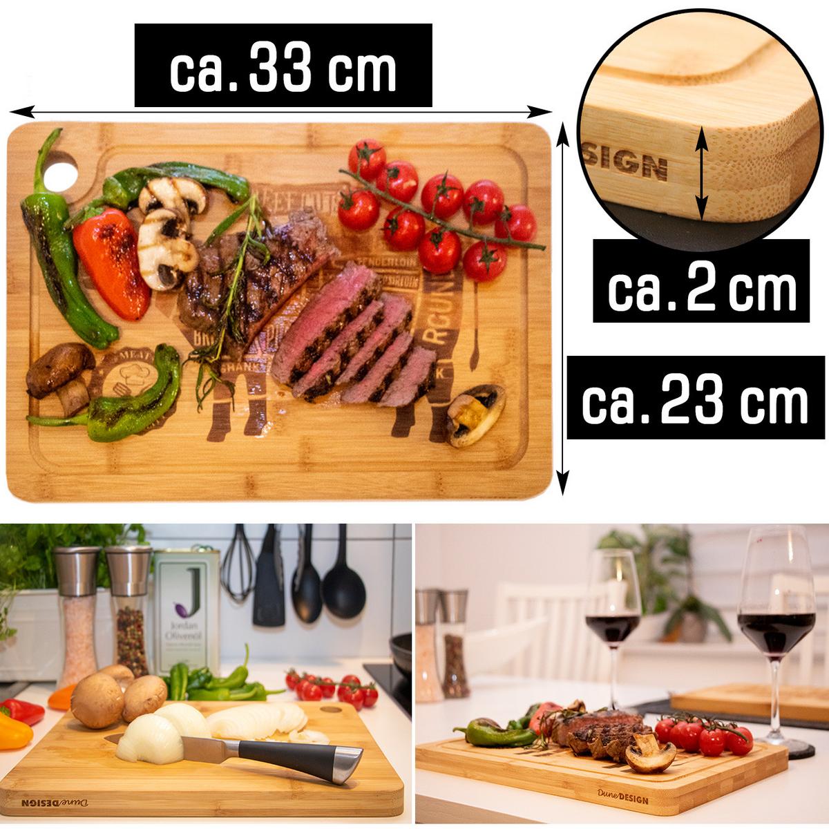 STEAKBRETT 25/30/2 cm, Bambus - Braun, Holz (23/33cm) - Dunedesign