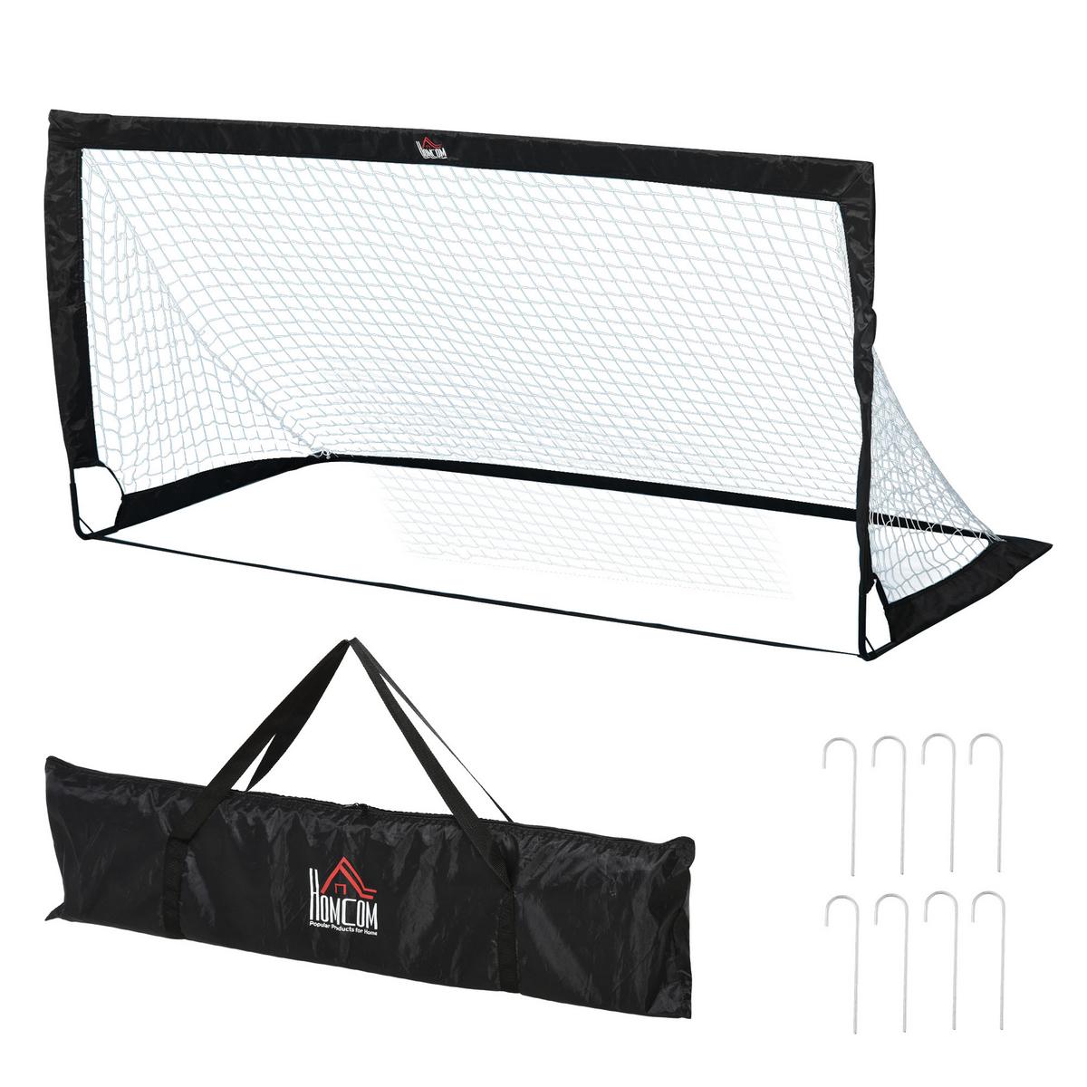 FUSSBALLTORE Fußballnetz 2er Set Minitore Faltbar Stahl Schwarz 186x90x89 cm - Schwarz, Metall (90/183cm) - HOMCOM