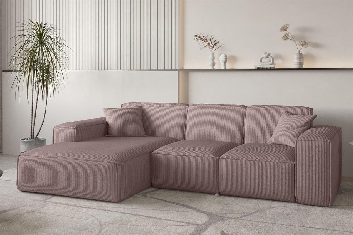 ECKSOFA Celes Premium Stoff Scala - Lila, Holzwerkstoff/Textil (266/165cm) - Fun Möbel