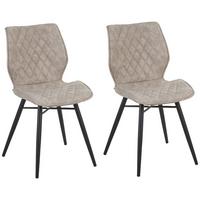 ESSZIMMERSTUHL 2er-Set Polsterbezug Beige Lisle - Beige, Textil/Metall (47/86/56cm) - Beliani