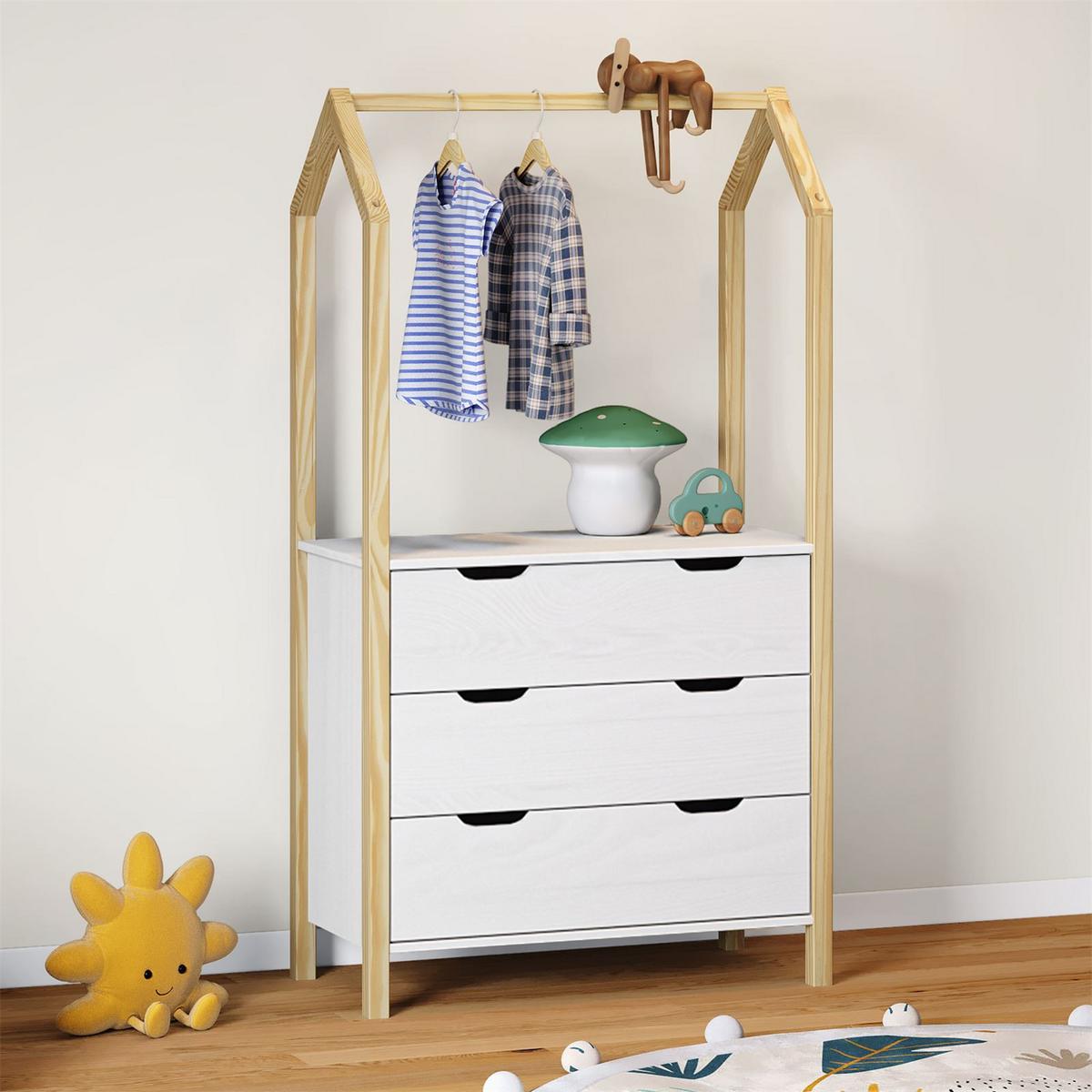 KOMMODE AMIRA natur/weiß - Naturfarben/Weiß, Holz (83/152/41cm) - IDIMEX