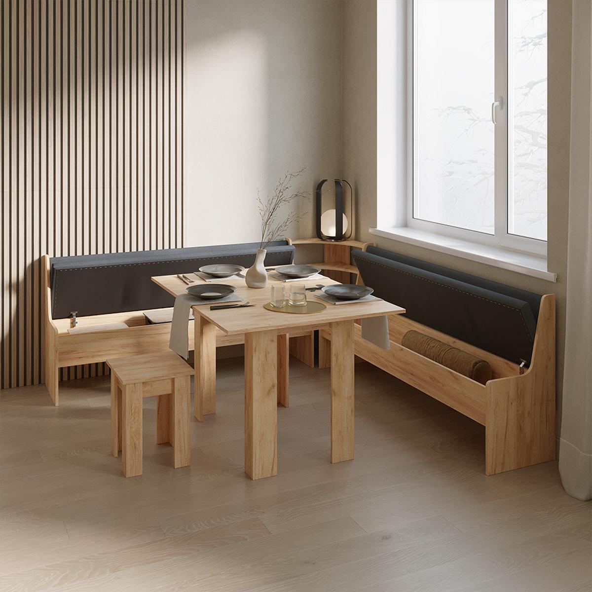 ECKBANKGRUPPE Tiberio Goldkraft Eiche 210 x 210 cm mit Tisch - Honigeiche, Holzwerkstoff (210/80/210cm) - Livinity®