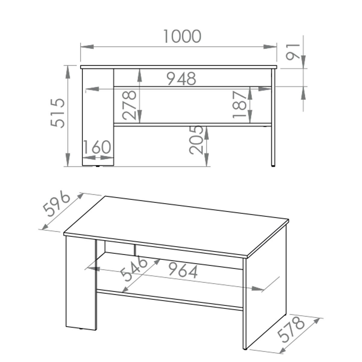 COUCHTISCH Orion Weiß - Weiß, Holzwerkstoff (60/100/52cm) - Petits-meubles