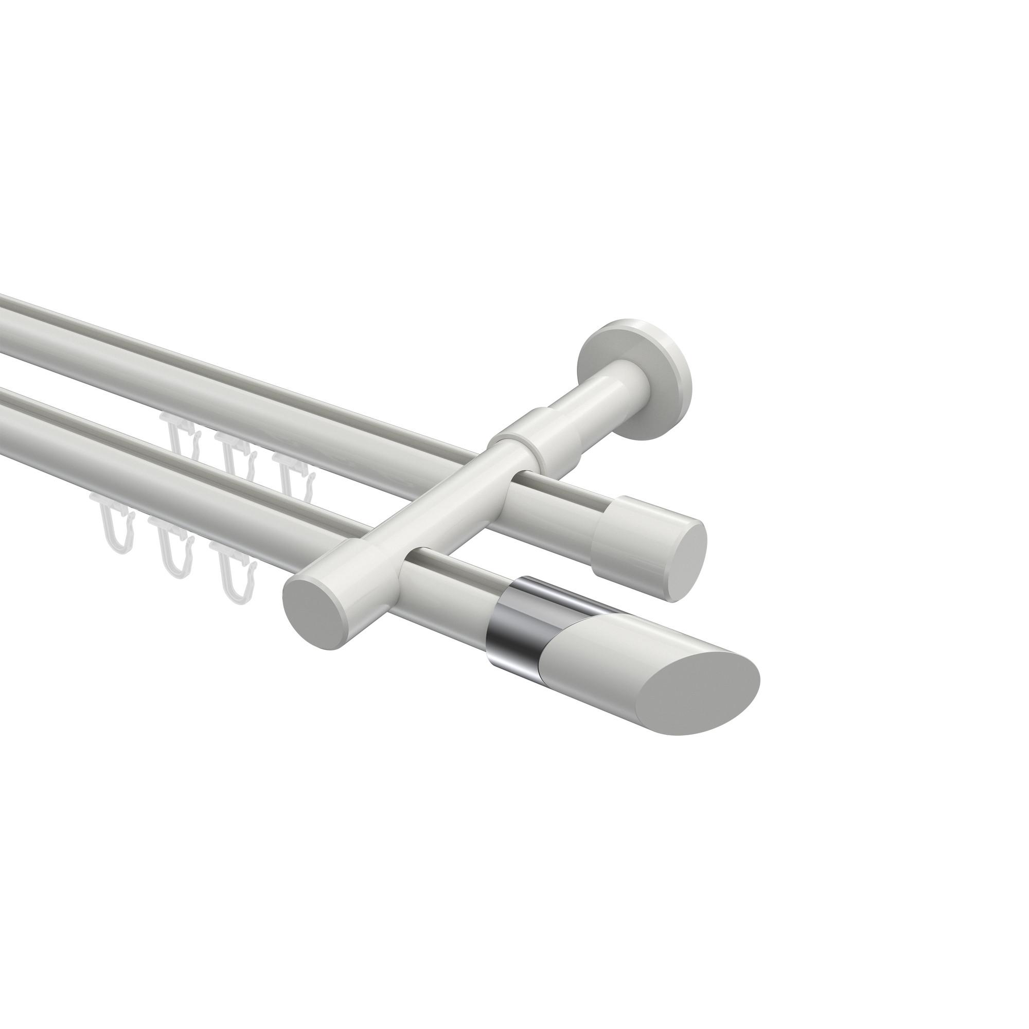 GARDINENSTANGE INNENLAUF Prestige Verano 200 cm, 2-läufig, 20 mm Ø Weiß - Chromfarben/Weiß, Metall (200cm) - INTERDECO