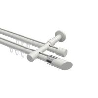 GARDINENSTANGE INNENLAUF Prestige Verano 420 cm (geteilt in 3 x 140 cm), 2-läufig, 20 mm Ø Weiß - Chromfarben/Weiß, Metall (420cm) - INTERDECO