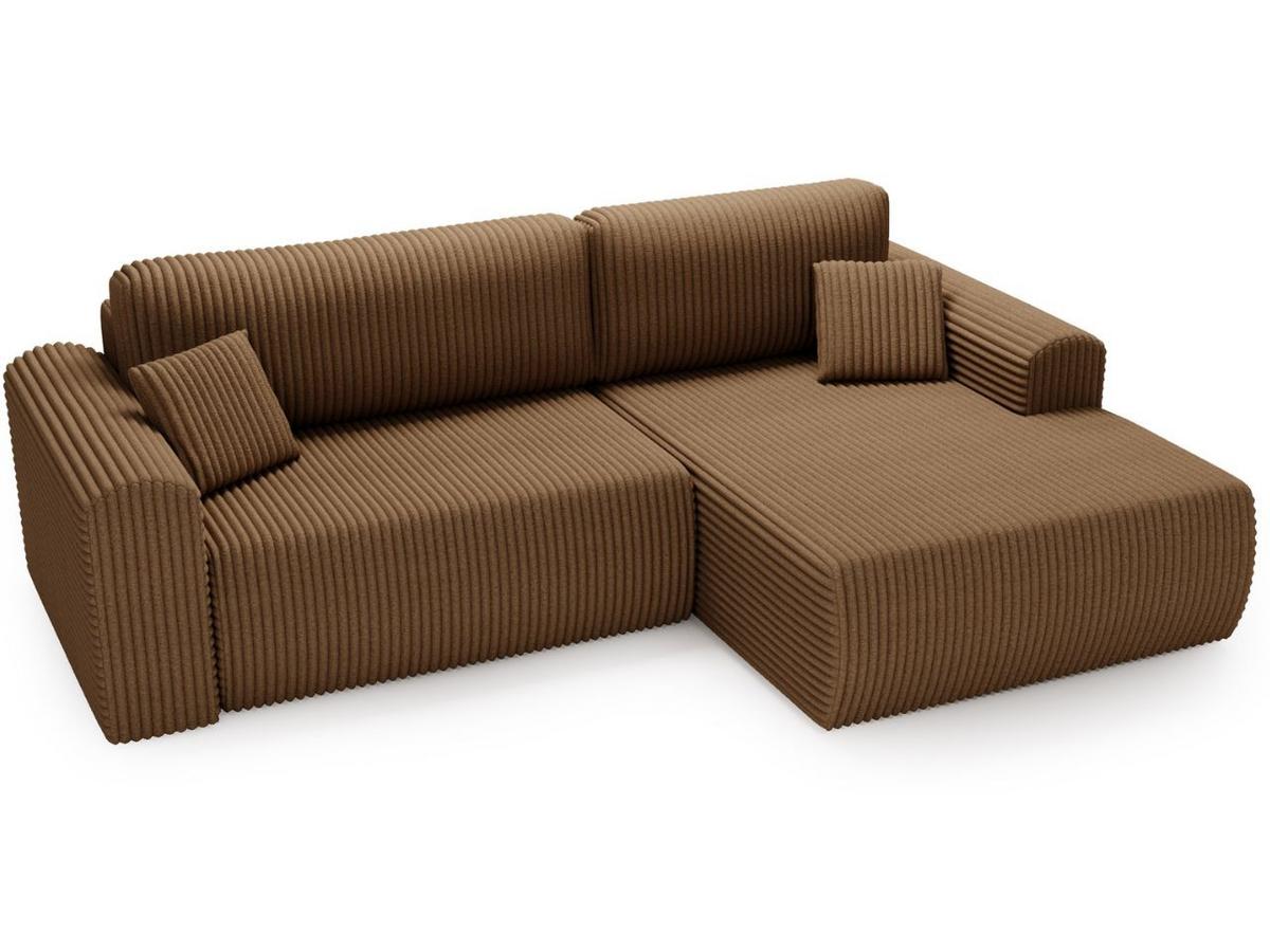 ECKSOFA Belvio Braun Rechts - Schwarz/Braun, Holz/Textil (257/177cm) - Graingold
