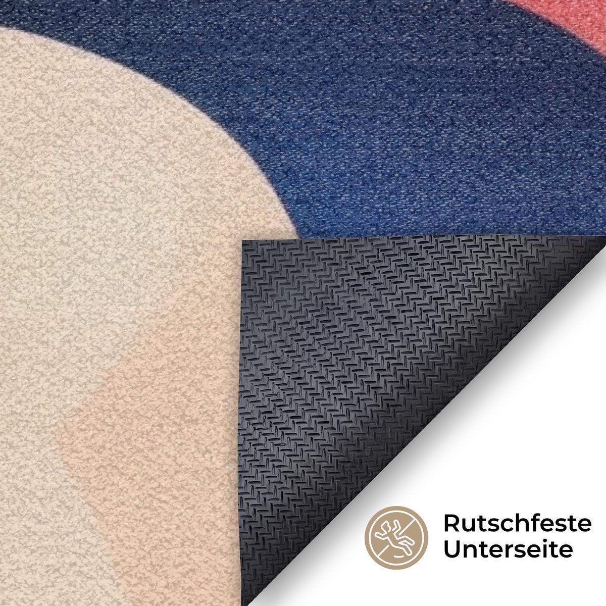 FUSSMATTE Abstrakt - Blau - Rosa Fußabtreter 150x90 cm - Multicolor, Kunststoff (150/0.4cm) - MuchoWow