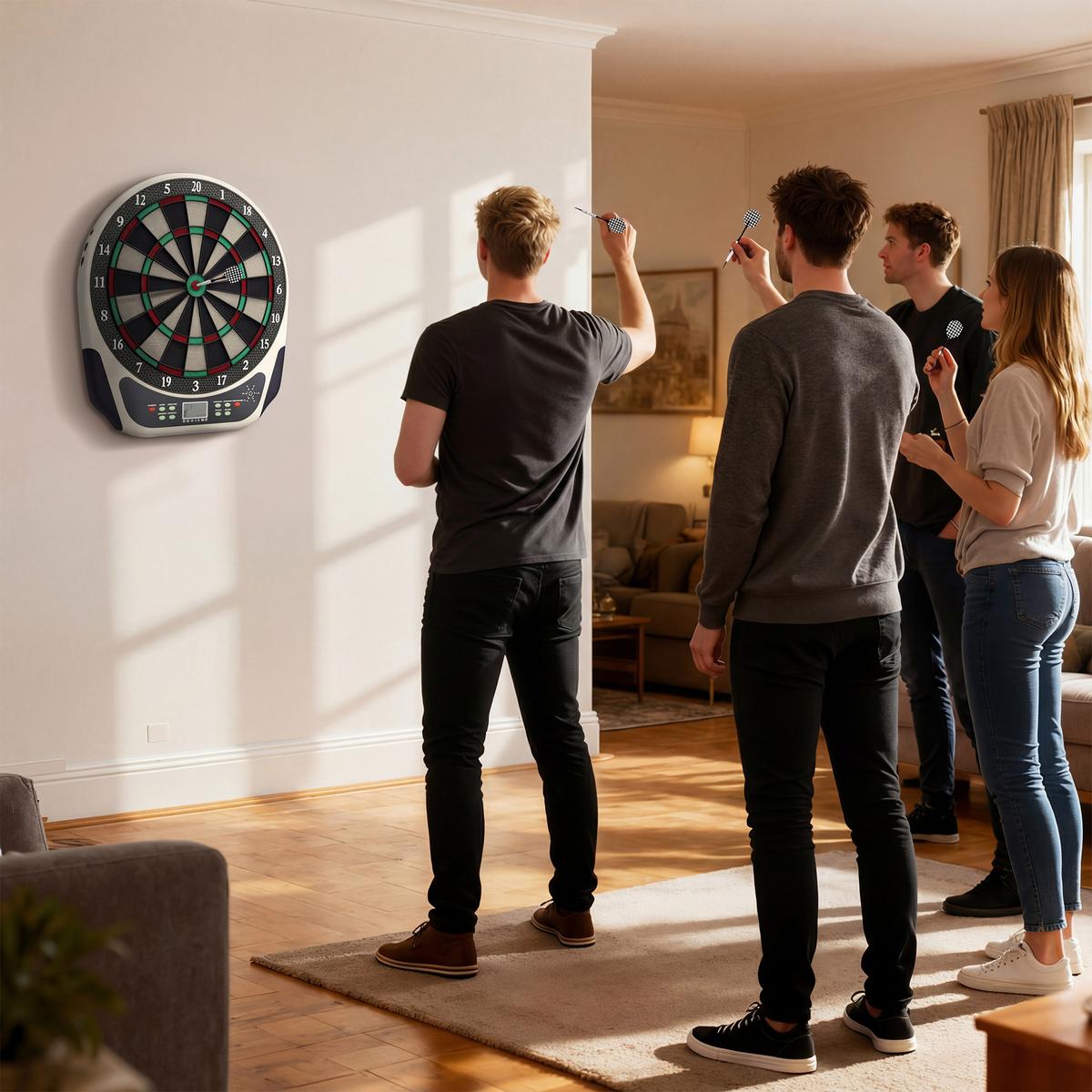 ELEKTRONISCHE Dartscheibe - Schwarz, Kunststoff (50/44cm) - HOMCOM