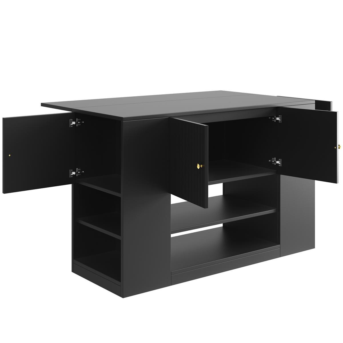 KÜCHENINSEL mit Schubladen und Regalen Schwarz - Schwarz, Holzwerkstoff (40/90/140cm) - Urban Meuble