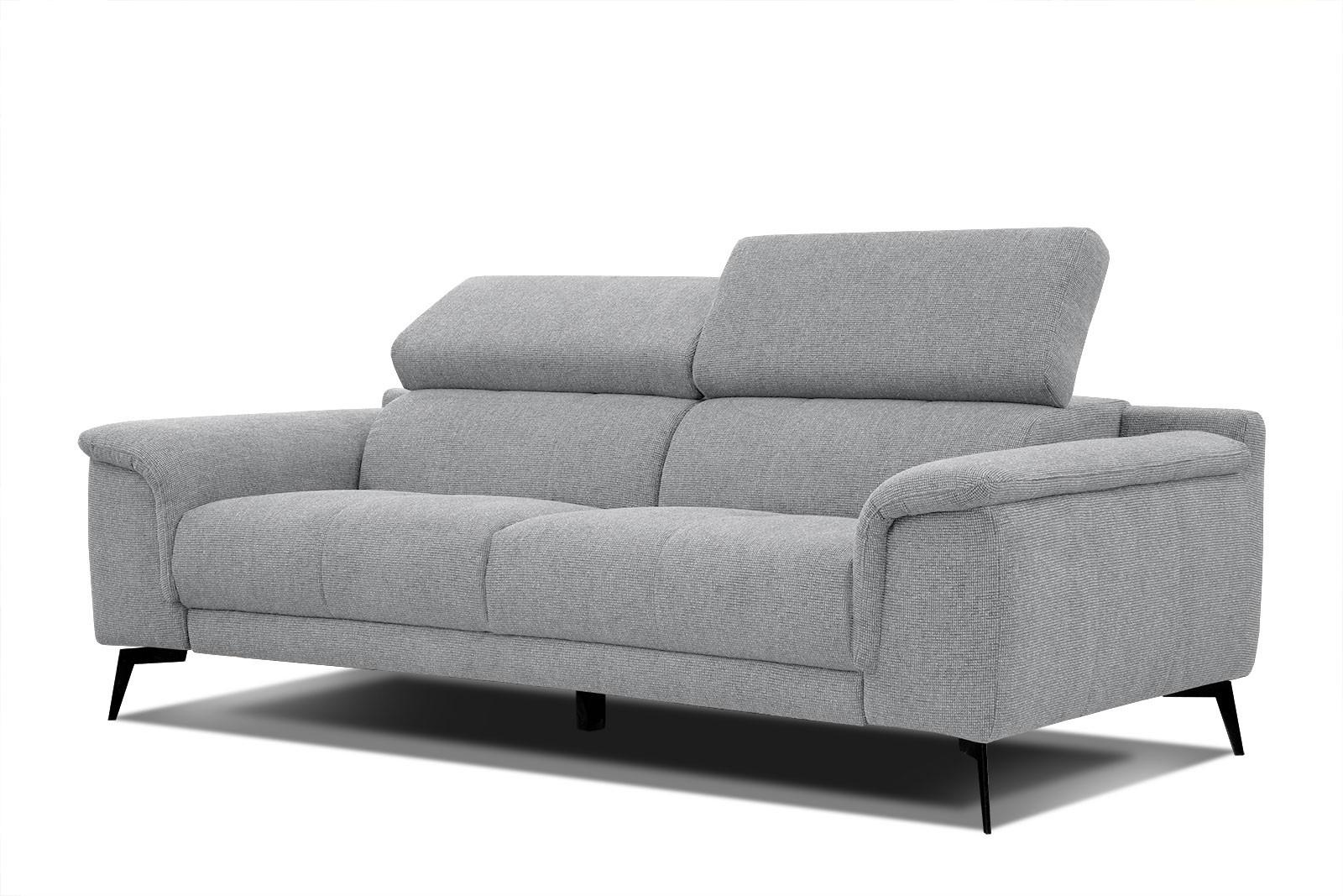SOFA FIERO 3-Sitzer, silberfarben - Silberfarben/Schwarz, Holzwerkstoff/Textil (212/82/103cm) - Wozimo