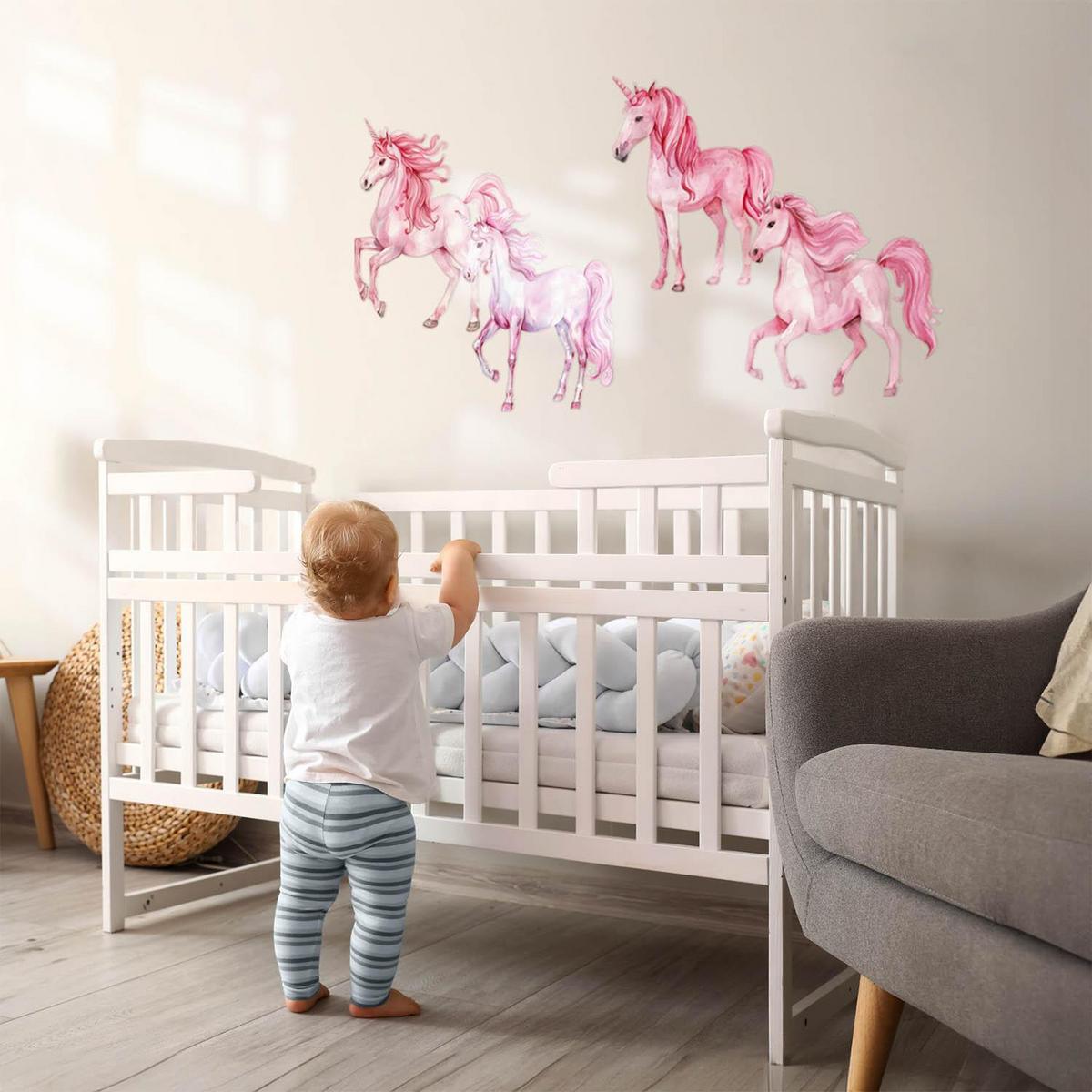 WANDAUFKLEBER 130x189cm - Einhornpferde - Multicolor, Kunststoff (130/189/0.1cm) - Wallfluent