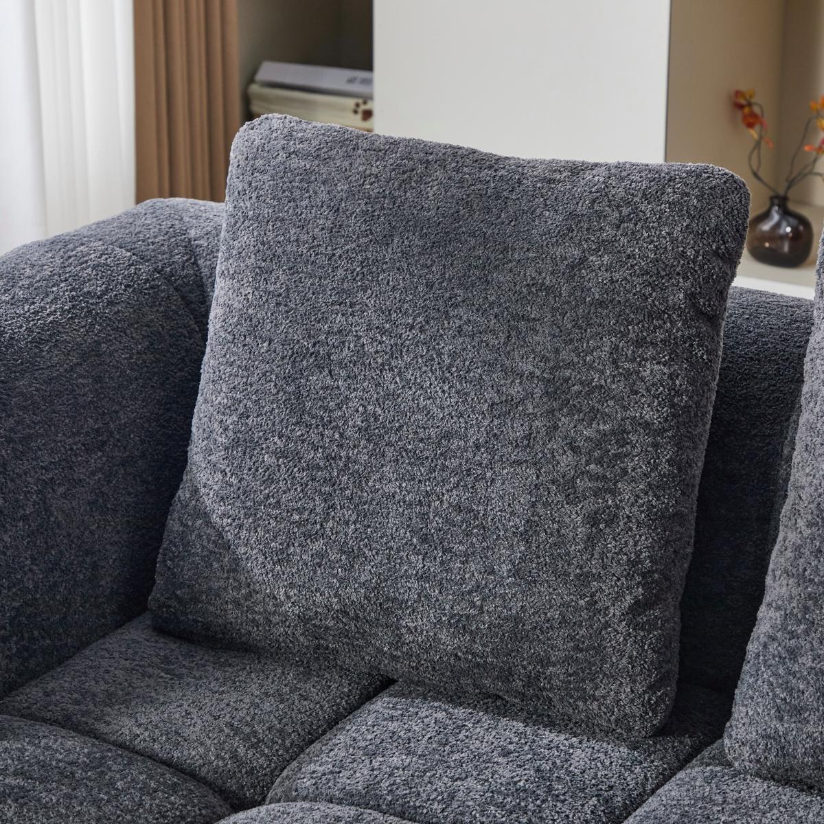 4-SITZER SOFA Modulares Dunkelgrau Samtstoff 260cm Montagefrei - Dunkelgrau, Textil (260/70/95.5cm) - Urban Meuble