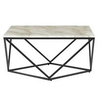COUCHTISCH Marmor Optik beige/schwarz quadratisch 80/80 cm Malibu - Beige/Schwarz, Holzwerkstoff (80/80/41cm) - Beliani