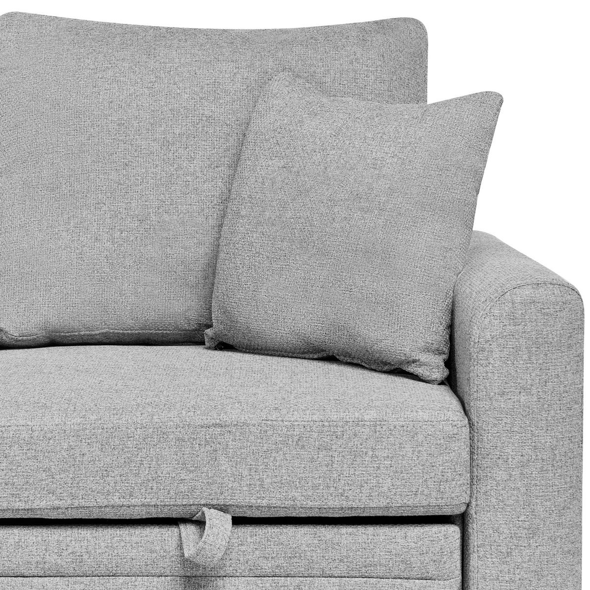 ECKSCHLAFSOFA 3-Sitzer Kunstleinen Grau rechtsseitig Nassjo - Grau, Textil (210/131cm) - Beliani