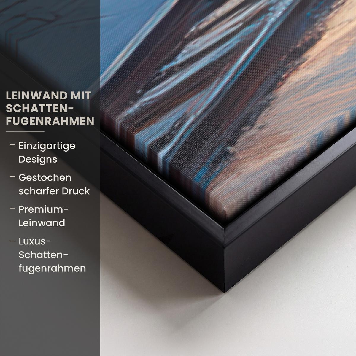 LEINWAND Bilder mit Rahmen - Zug - Weihnachten - Schnee - Weihnachtszug - 120x80 - Anthrazit, Textil (120/80cm) - MuchoWow