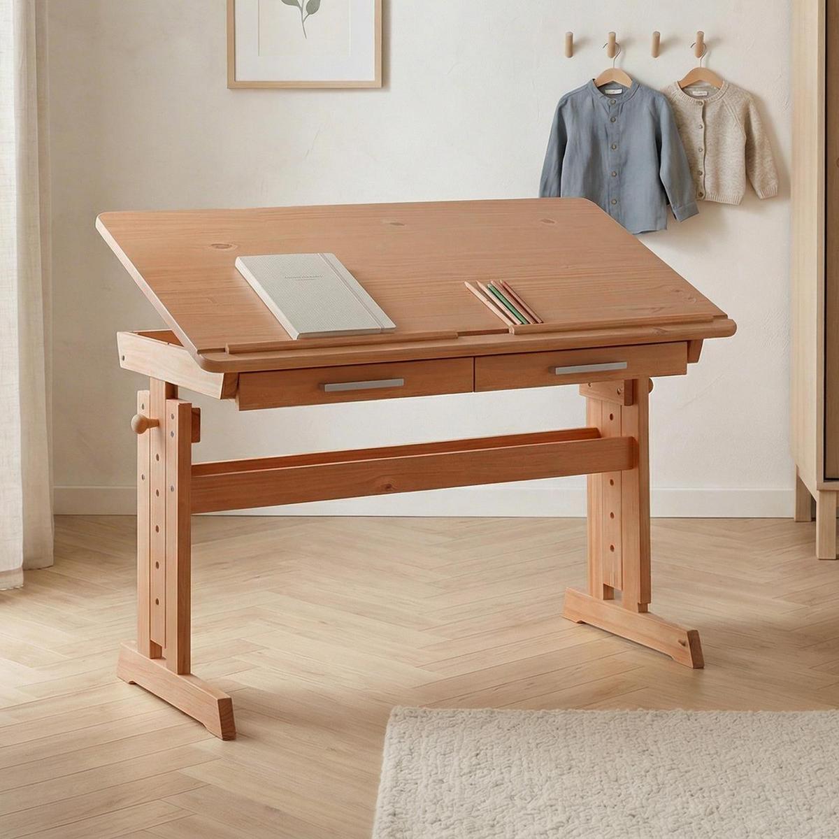KINDERSCHREIBTISCH OLIVIA - Buchefarben, Holz (109/130/55cm) - IDIMEX