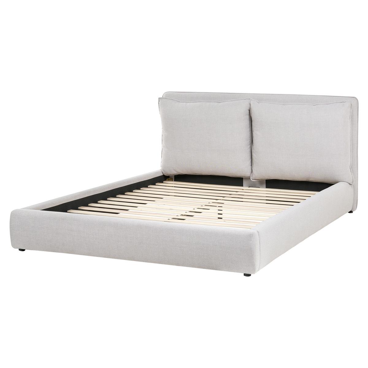 BETT mit Lattenrost 160/200 cm Stoff Hellgrau Bajonna - Hellgrau, Textil (160/200cm) - Beliani