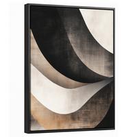 LEINWAND Bilder mit Rahmen - Abstrakt - Wellen - Schwarz - Verwittert - 30x40 - Trüffeleichefarben, Textil (30/40cm) - MuchoWow