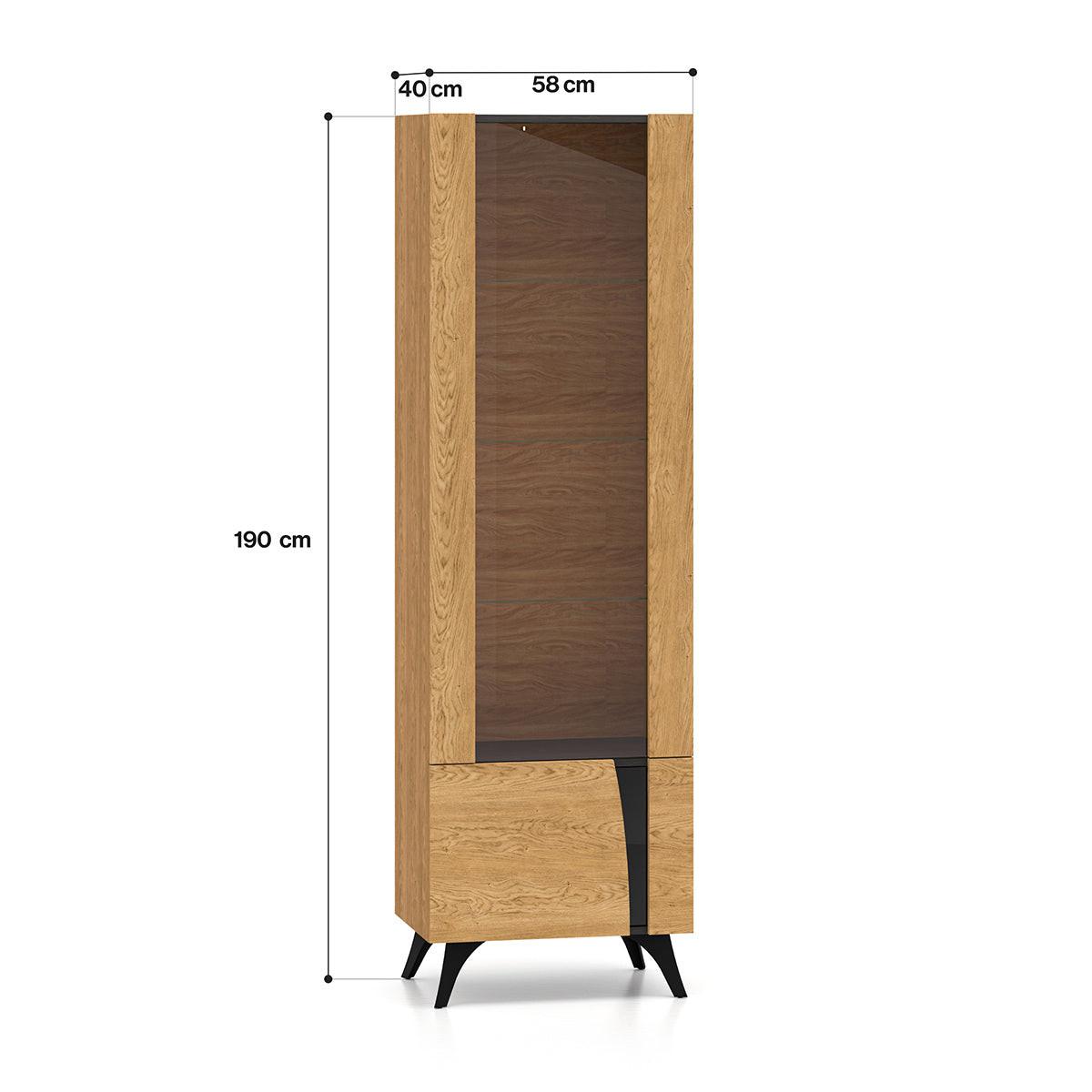 VITRINE Soah Holz und Schwarz - Braun, Holzwerkstoff (58/190/40cm) - Petits-meubles