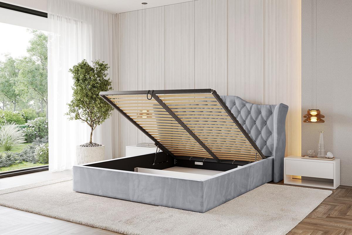 POLSTERBETT mit Bettkasten und Lattenrost, Boxbett ohne Matratze - ZORAN 140x200 Hellgrau - Hellgrau, Holzwerkstoff/Textil (140/200cm) - ALTDECOR