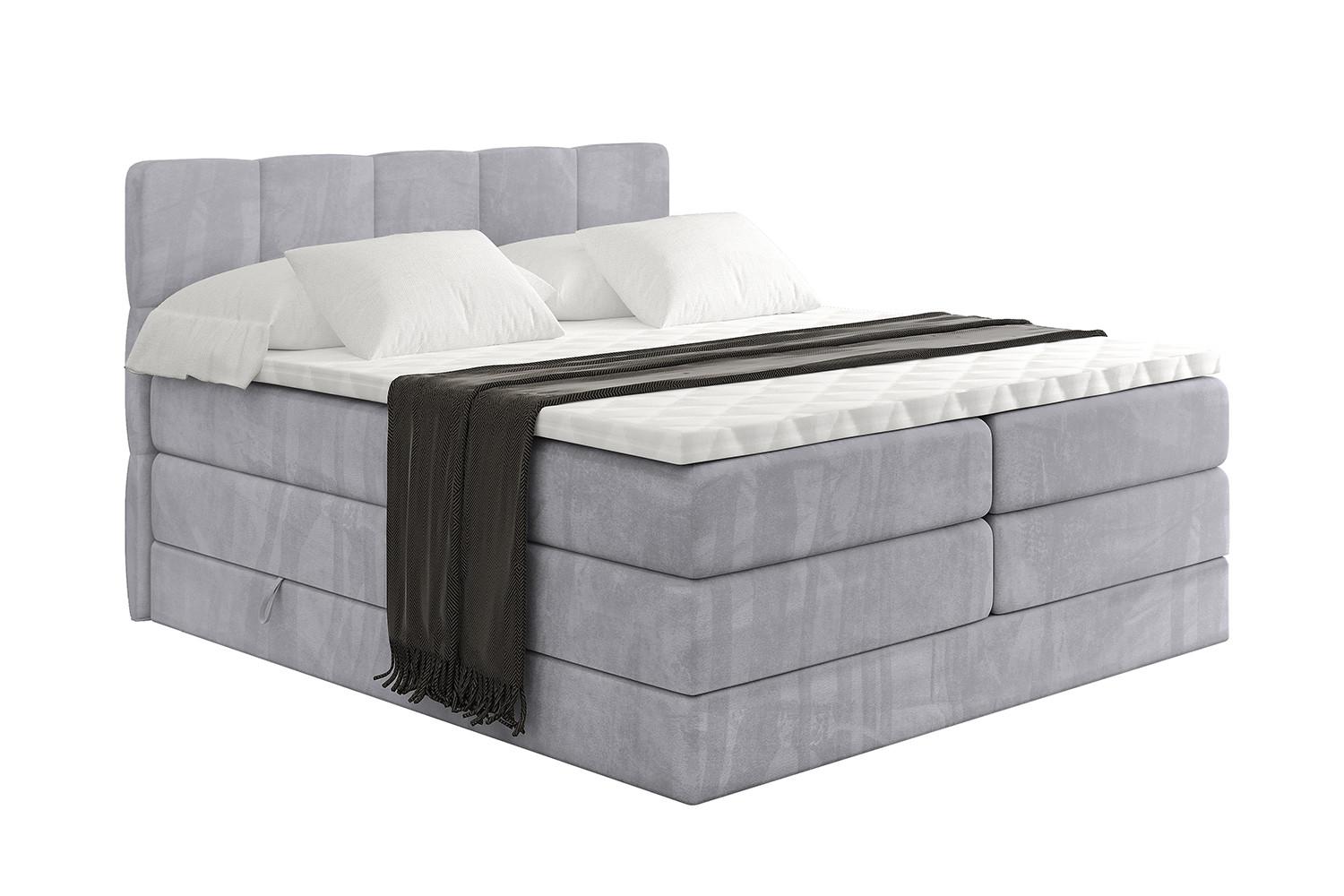 BOXSPRINGBETT mit Matratze H3|H4 und Lattenrost - LIRO KING-140x200 - Grau Monolith - Hellgrau, Holzwerkstoff (140/200cm) - ALTDECOR