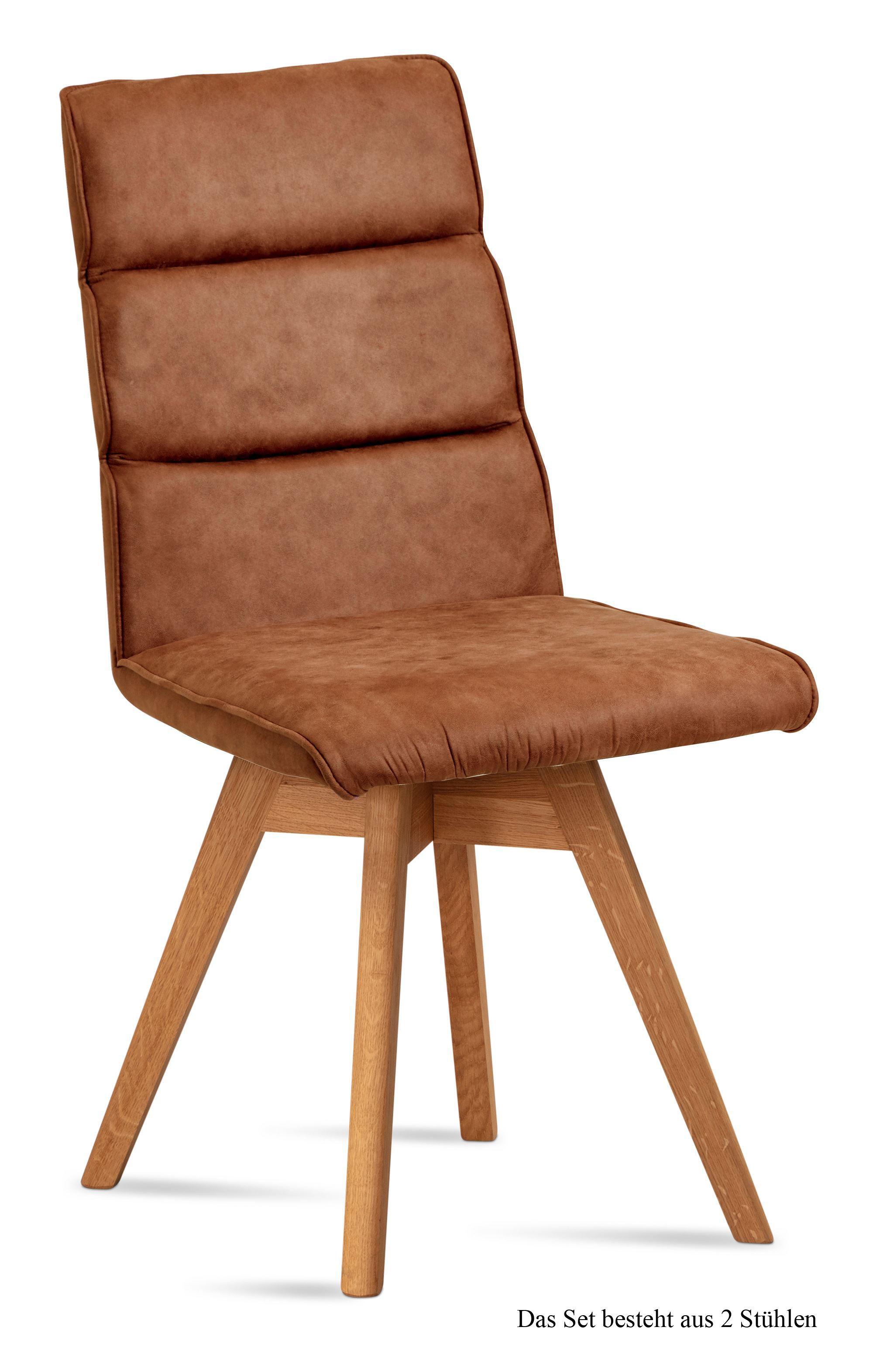 ESSZIMMERSTUHL drehbar (2er-Set) Doris 47x92x60 Eiche geölt/Cognac - Cognac/Eichefarben, Kunststoff (60/92/47cm) - 58aufmkessel