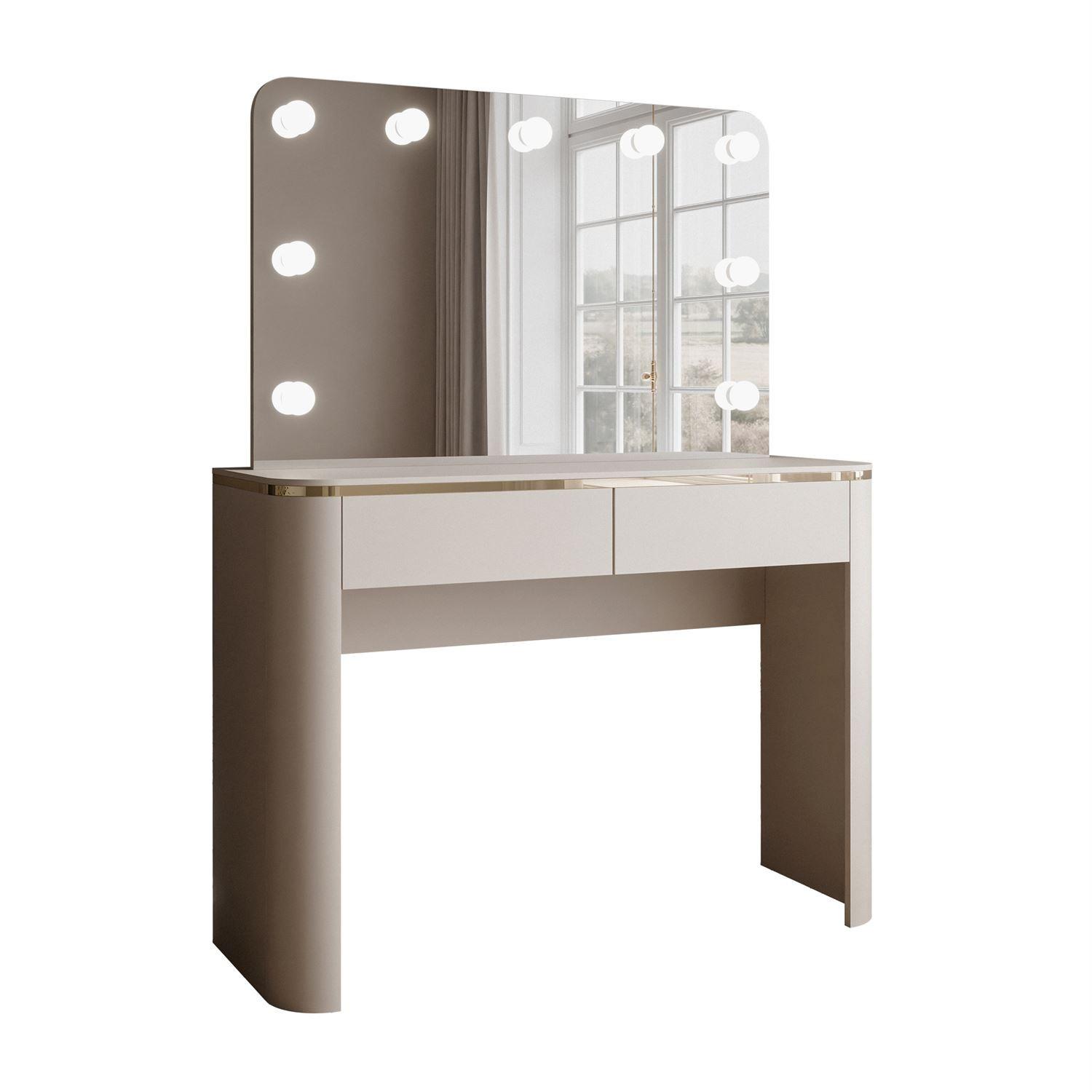 SCHMINKTISCH AVELINE mit Spiegel und LED-Beleuchtung - Kaschmir, Holzwerkstoff (110/80/40cm) - Lookway