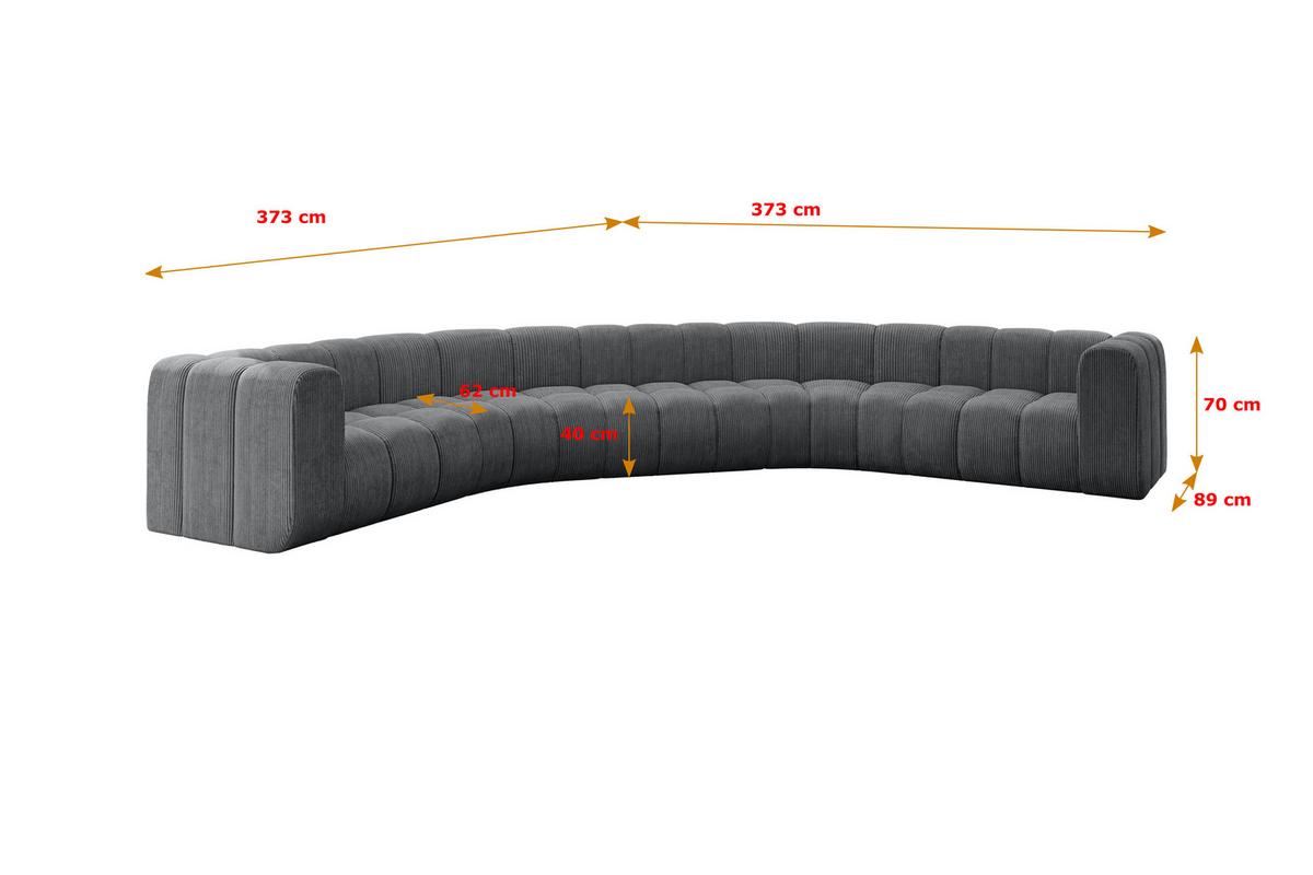 WOHNLANDSCHAFT modulares Sofa Lazro-U1 - 373x373x70 cm Dunkelgrau - Dunkelgrau, Holzwerkstoff/Textil (373/70/373cm) - ALTDECOR