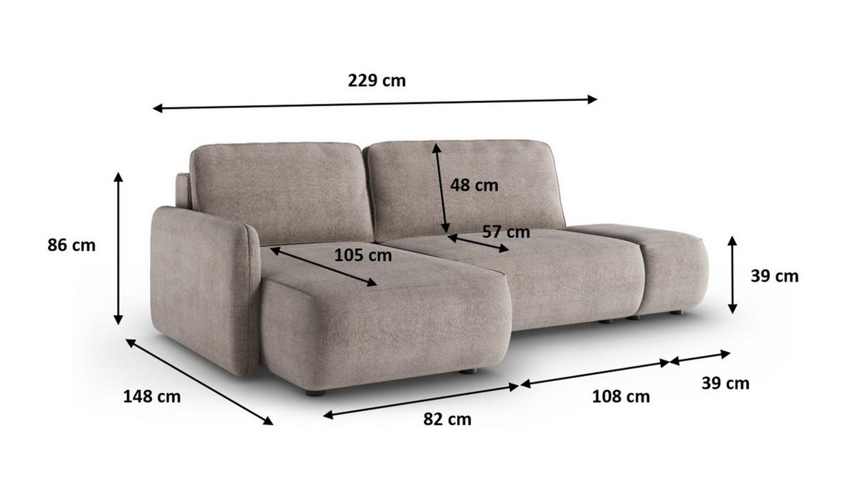 ECKSOFA Luka Mit Schlaffunktion - Anthrazit, Holzwerkstoff/Textil (229/148cm) - Fun Möbel