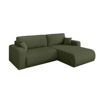 ECKSOFA mit Schlaffunktion Ottomane Rechts BERY-L 276x193x88 Grün Bouclé - Schwarz/Olivgrün, Holzwerkstoff/Kunststoff (276/193cm) - ALTDECOR