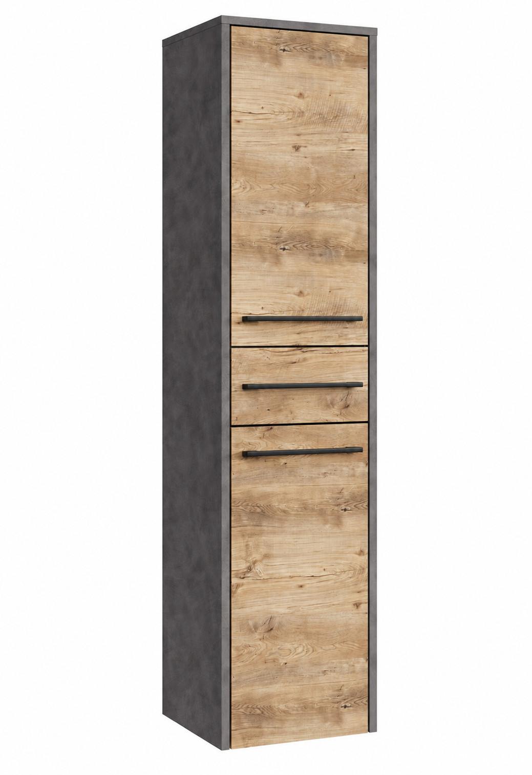 BADEZIMMERSCHRANK Florence mit 2 Türen Kastanien Eiche / Grau - 30 x 35 x 130 cm - Eichefarben/Grau, Holz (30/130/35cm) - Badplaats