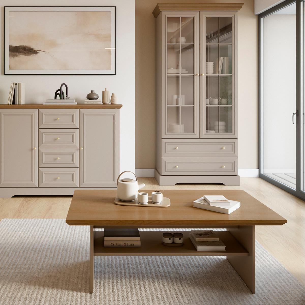 COUCHTISCH Dulci Kaschmir und Holz - Beige, Holzwerkstoff (65/125/48.1cm) - Petits-meubles