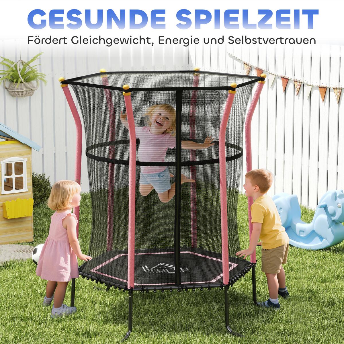KINDERTRAMPOLIN Stahl Kunststoff Rosa - Rosa, Metall (111/122cm) - HOMCOM