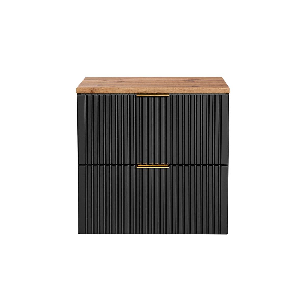WASCHTISCHUNTERSCHRANK 60.6cm Adriel Schwarz und Holz - Schwarz, Holzwerkstoff (60.6/59/46cm) - Petits-meubles