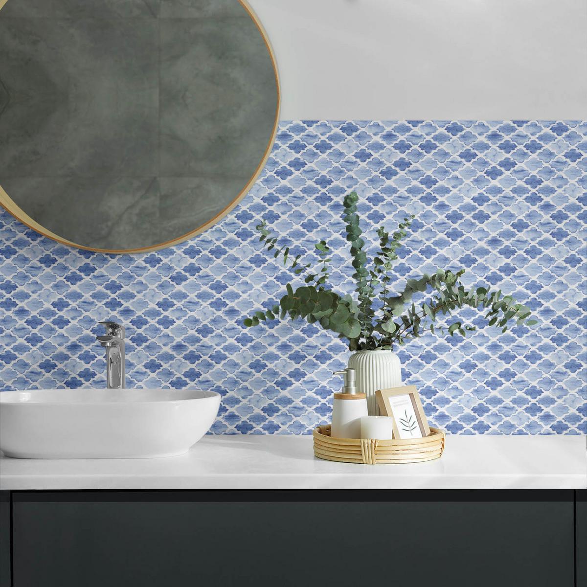WANDPANEEL 10x 40x20 cm selbstklebend Zanthor - Blau, Kunststoff (40/1.6/20cm) - Wallfluent