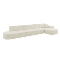 ECKSOFA Ottomane Rechts MARI-L3 - 413x171x79 cm Beige Bouclé - Beige/Schwarz, Holzwerkstoff/Kunststoff (171/413cm) - ALTDECOR