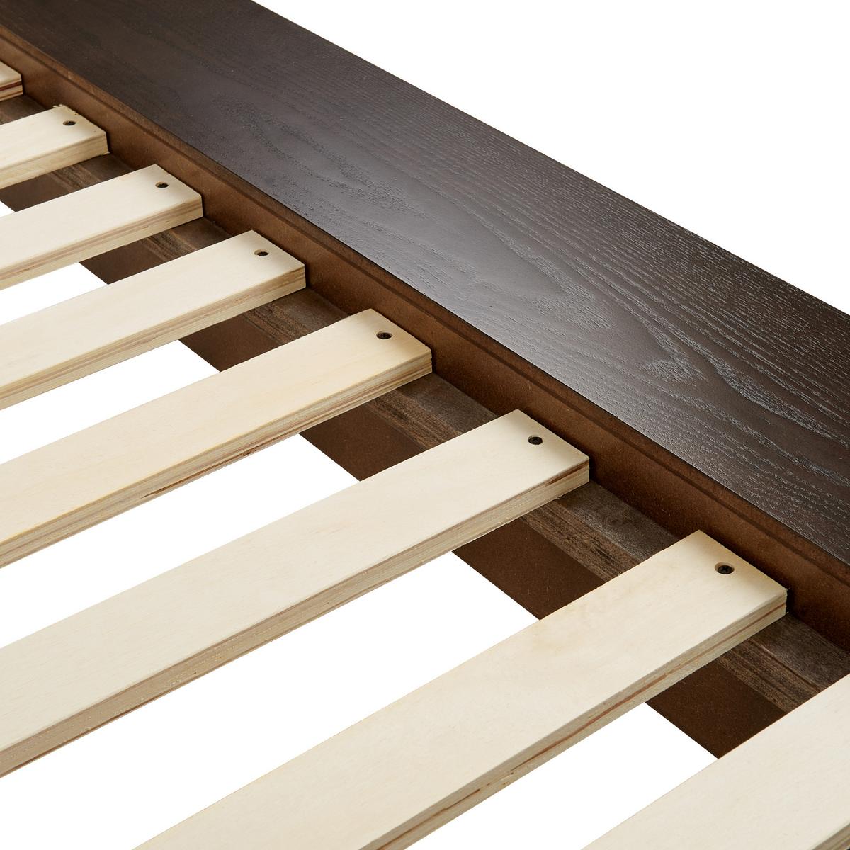 BETT mit LED 180x200 cm Dunkler Holzfarbton Zen - Dunkelbraun, Holzwerkstoff (180/200cm) - Beliani