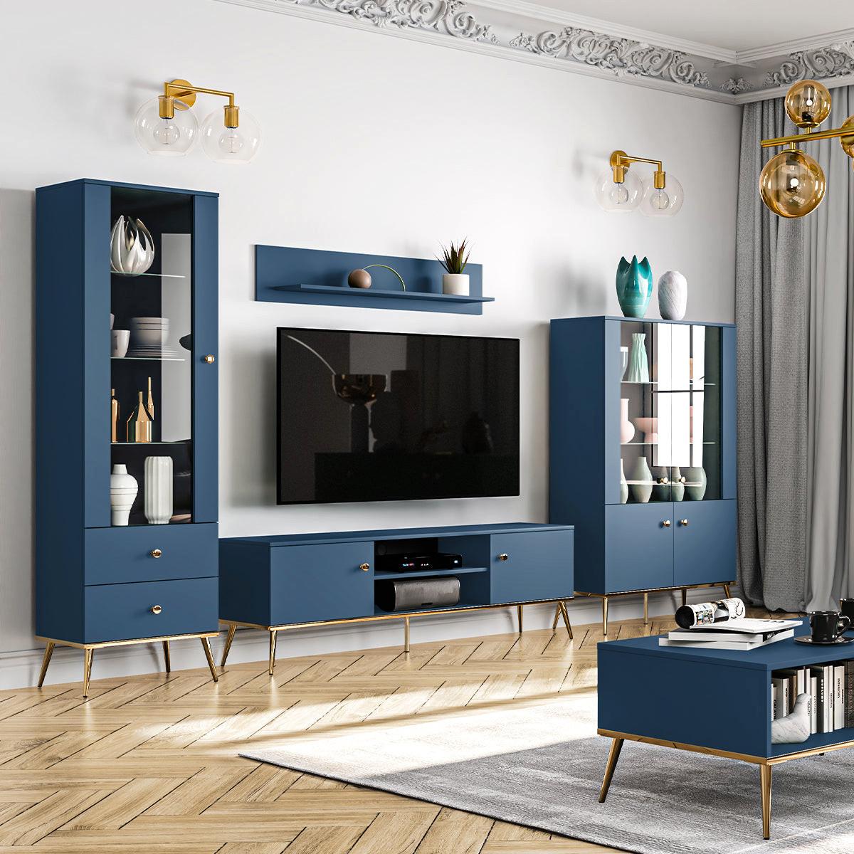 VITRINE Thalia Blau - Blau, Holzwerkstoff (55/190/40cm) - Petits-meubles