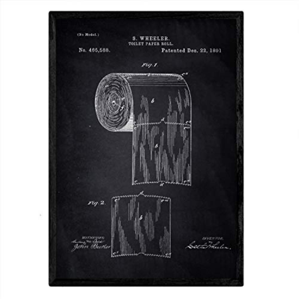 POSTER Toilettenpapier Patent A3 Rahmenlos - Schwarz, Papier (29.7/5/42cm) - Nacnic