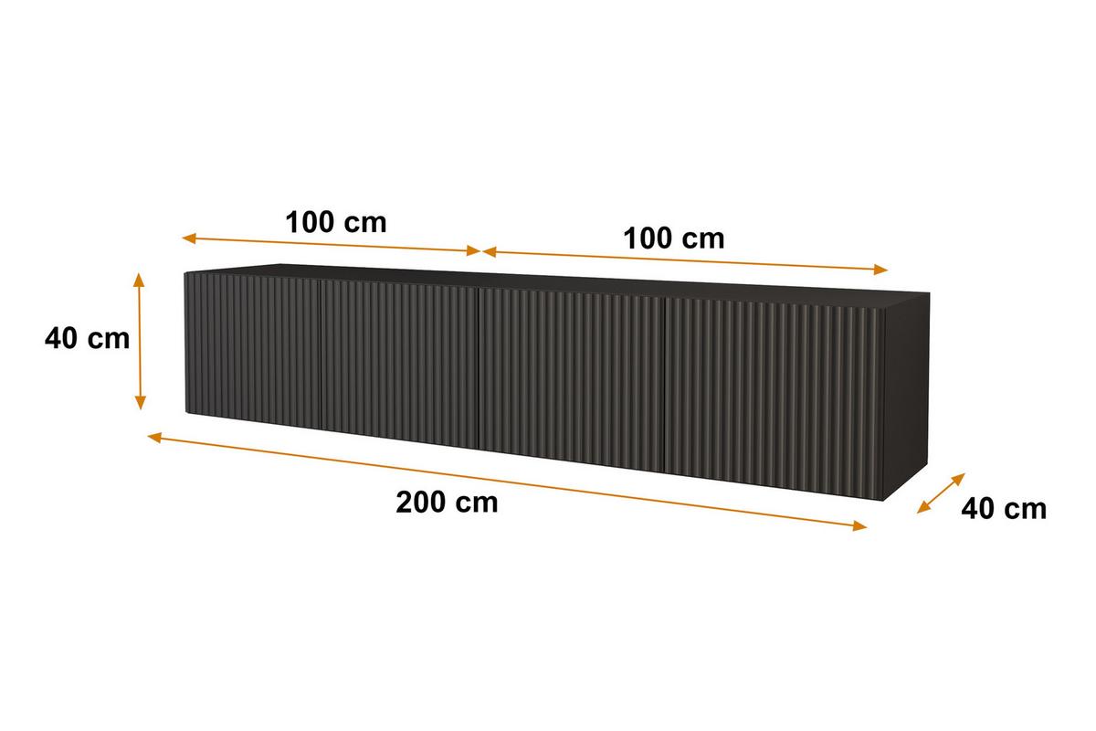 LOWBOARD NOA-2-W 2x100x40x40 cm - Schwarz - Schwarz, Holzwerkstoff (200/40/40cm) - ALTDECOR