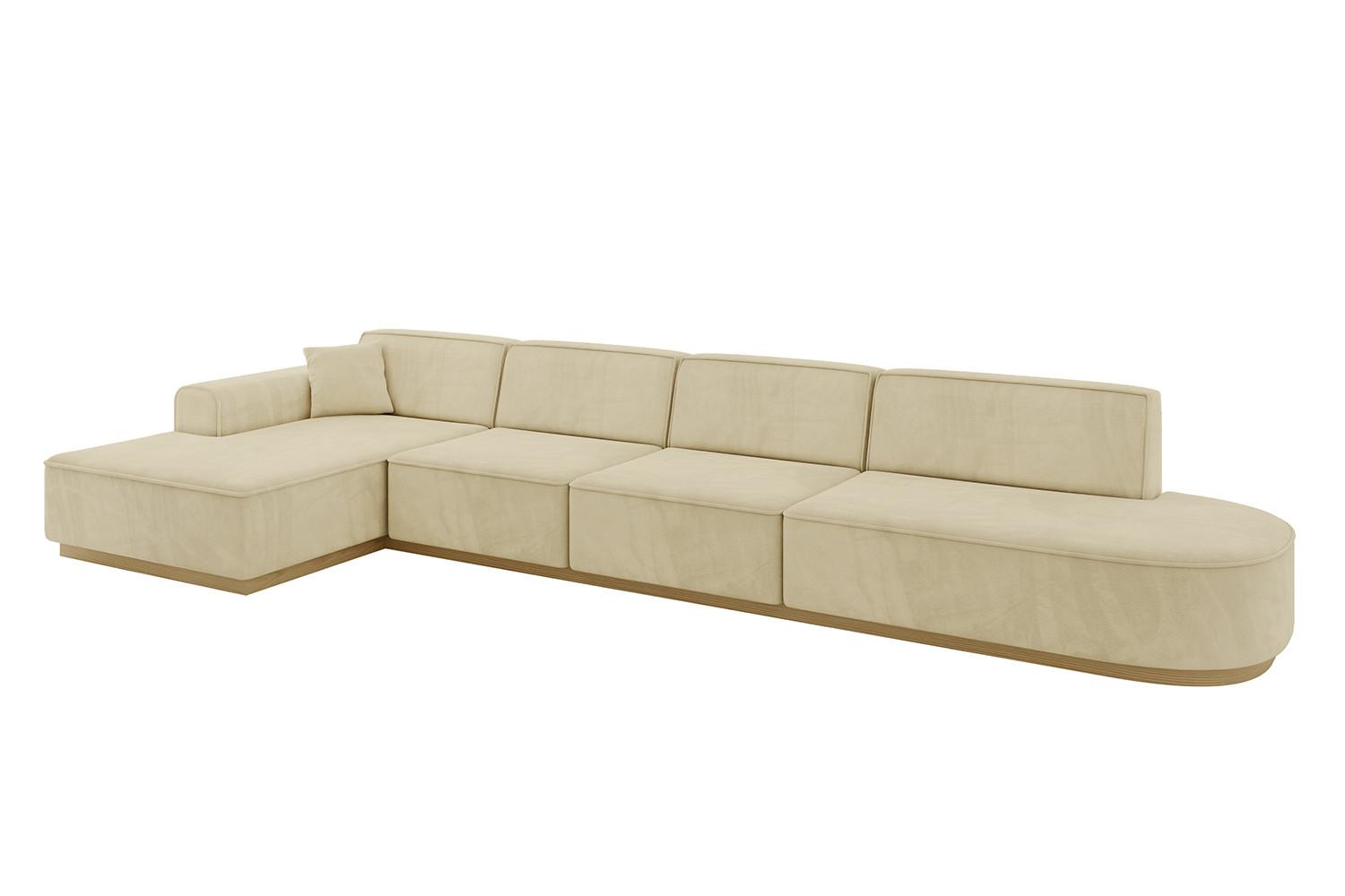 ECKSOFA Ottomane Links IREA-L3-v2 - 412x165x80 cm Beige - Taupe, Holzwerkstoff/Textil (412/165cm) - ALTDECOR