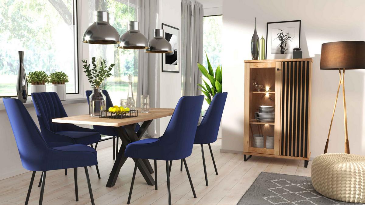 ESSTISCH ALMERIA Ausziehbar 120 - 160 / 80 x 75 cm - Schwarz/Eiche Artisan, Holz (120/80/75cm) - MASSENO